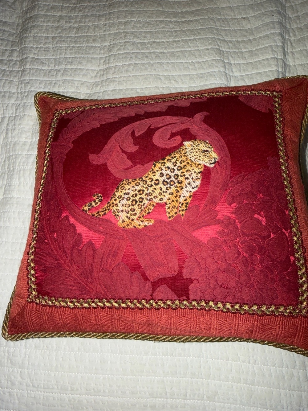 Passamaneria Toscana Italian 13x15 red tiger accent pillow